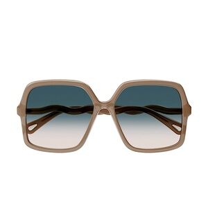 NEW Chloé Women's Beige Square Sunglasses Shades Size 58-17-145 W/CASE Orig $410